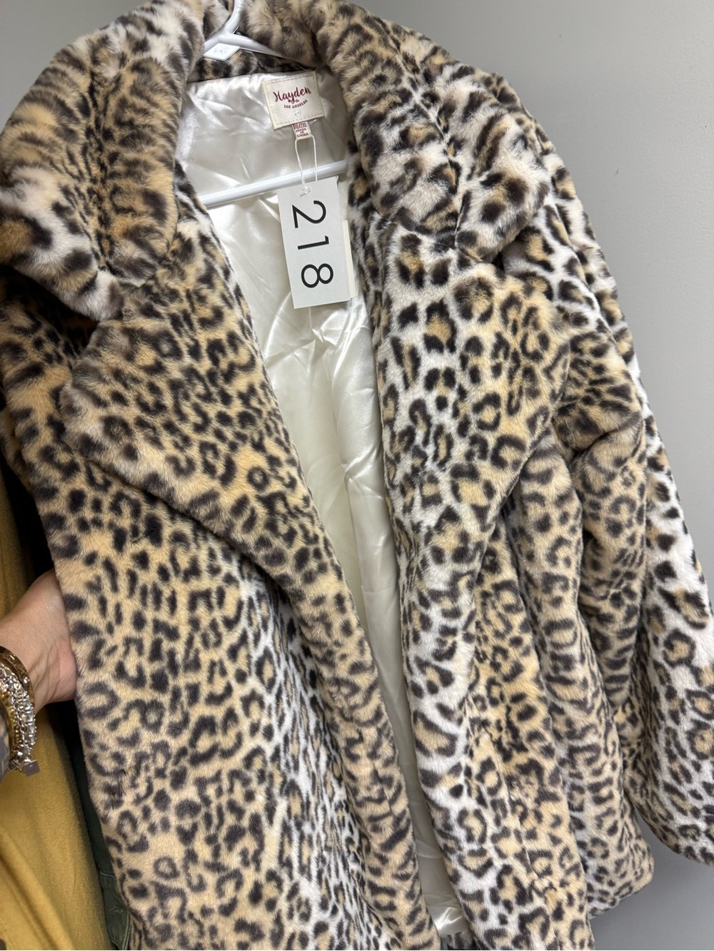 Hayden Leopard Print Faux Fur Coat - Tan, Black, Cream